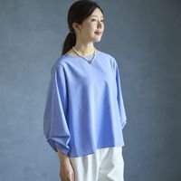 Kilka/蒸れにくい7分袖タックブラウス